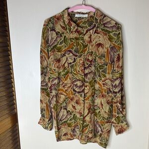 Christina Aujard Floral Patterned vintage 80s 100% silk